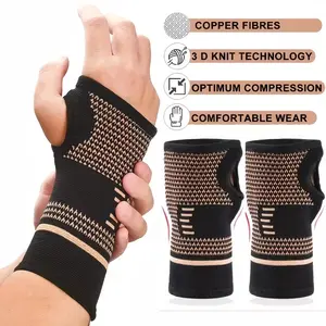 1 Pair Copper-Infused Wrist Braces with djustable Strap & Copper Palm-Slip Wrist Stabilizers for Carpal Tunnel & Prevention, Carpal Tunnel Wrist Brace, Wrist Brace For Carpal Tunnel, Hand Brace, Wrist Compression,