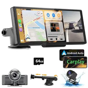 10.2 Inch Wireless Automotive Car Player, Portable Car Player with Adjustable & Detachable Mount, 4K Dash Cam & 1080P Backup Camera, HD IPS Touchscreen, GPS Navigation, Bluetooth-compatible, Car Stereo, Radio, Dashcam