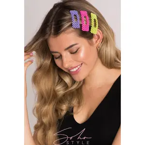 Neon Beaded Hair Clips