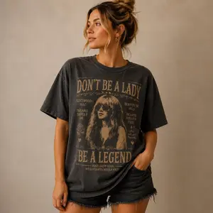 Don't Be A Lady Be A Legend Shirt, Stevie Nicks Retro T-Shirt, Vintage Witchy Boho Rock Fan Gift, Rock Music Inspirational Tee