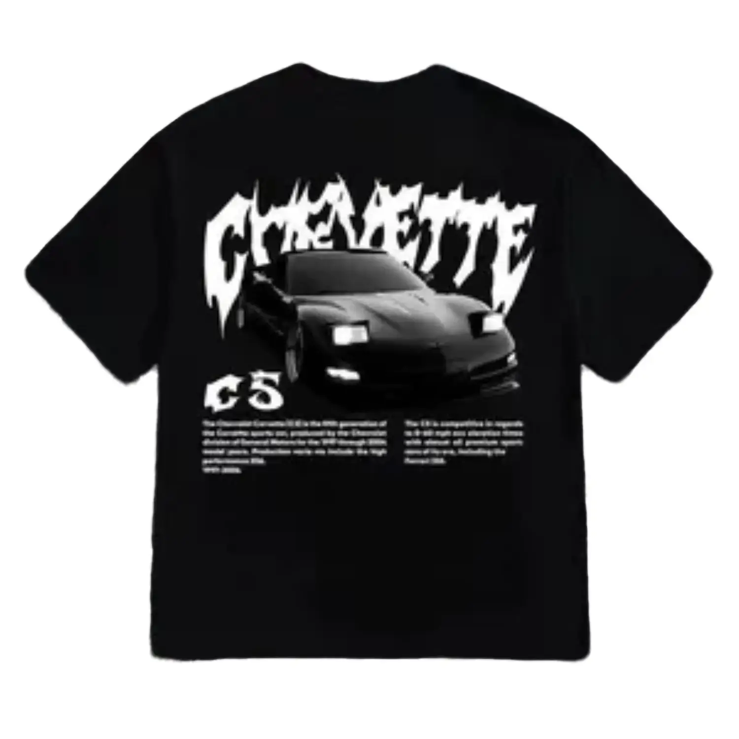 Corvette C5 Retro Graphic T-Shirt for Car Enthusiasts, Y2K Streetwear Vintage Chevy Racing Tee