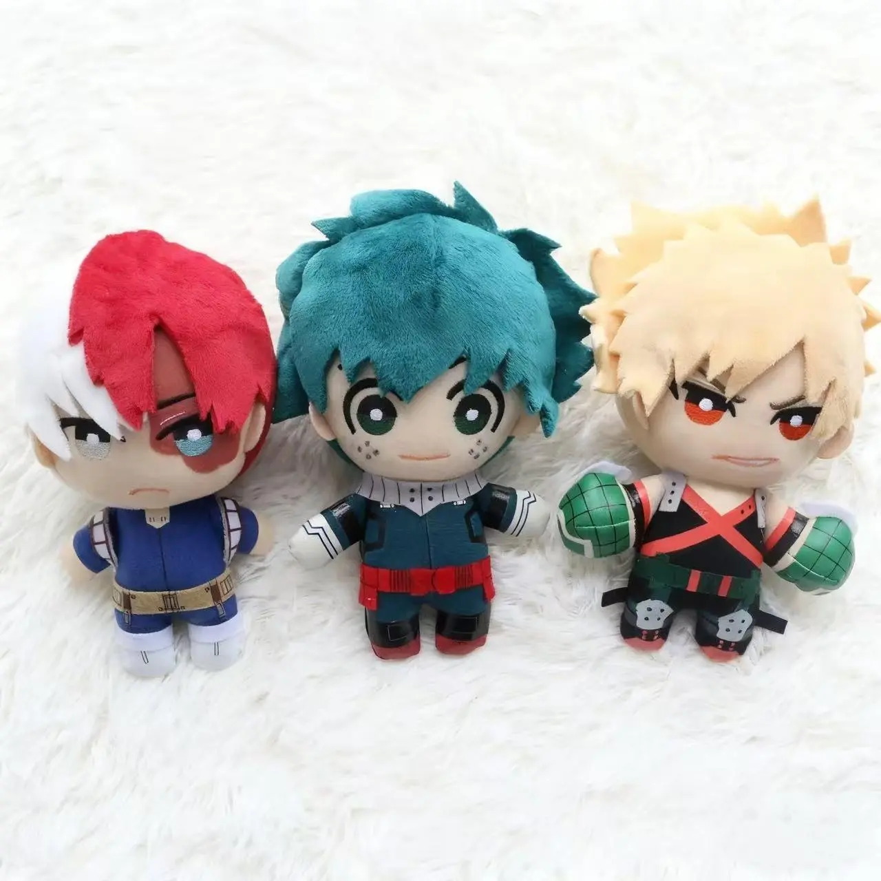 Anime Cartoon Character Plush Keychains (10/20cm) - Midoriya Izuku, Bakugou Katsuki, Todoroki Shoto, Easy-Remove Cosplay Accessories, Classic Novelty Toy Props for Friends