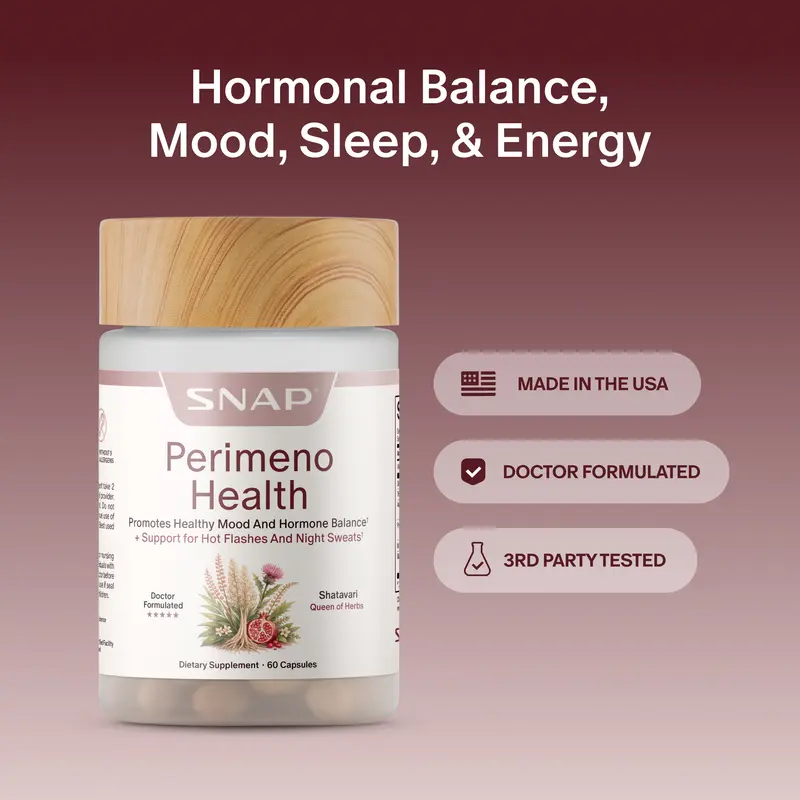 Perimeno Health - Perimenopause Support Capsules - Hormonal Balance & Women’s Vitality - Supports Mood, Energy & Stress - Shatavari + Ashwagandha + Black Cohosh - Antioxidant Support - Skin, Hair & Aging Support - Hot Flash Support - 3rd Party Tested