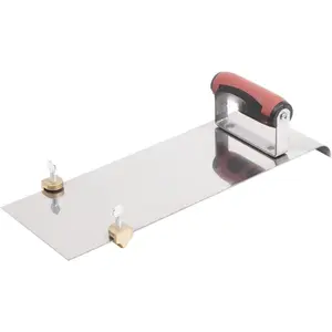 DuraSoft Stainless Steel Hand Edger 3489D with Adjustable Groove, Concrete Edge, 1/2 Inch Bit Depth, Curved Design, 14 Inch by 5 Inch Dimensions