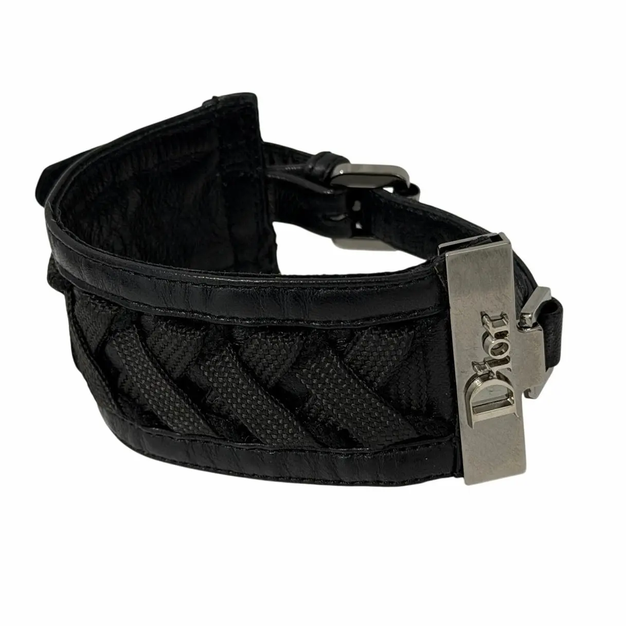 Pre-owned Christian Dior Leather & Fabric Corset Wrap Bracelet