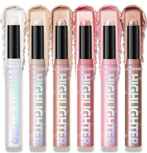 6 Color Highlighter Stick Set - Multi-Tone Luminous Glow for Face, All-Skin-Friendly Creamy Highlighter Kit for Daily, Party & Travel