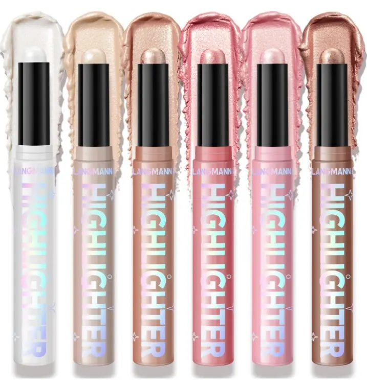 6 Color Highlighter Stick Set - Multi-Tone Luminous Glow for Face, All-Skin-Friendly Creamy Highlighter Kit for Daily, Party & Travel