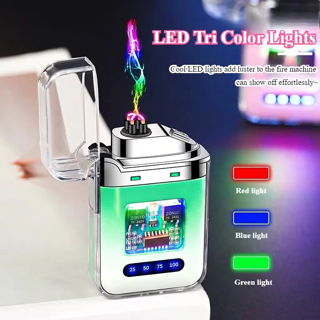 USB-C Rechargeable Electronic Arc Lighter - Home Decor Accessory with Sleek Design, Windproof, Waterproof Plasma Device, LED Battery Display, 10s Auto-Off Protection, Long Tool for Candle, BBQ, Christmas, Birthday, Father's Day