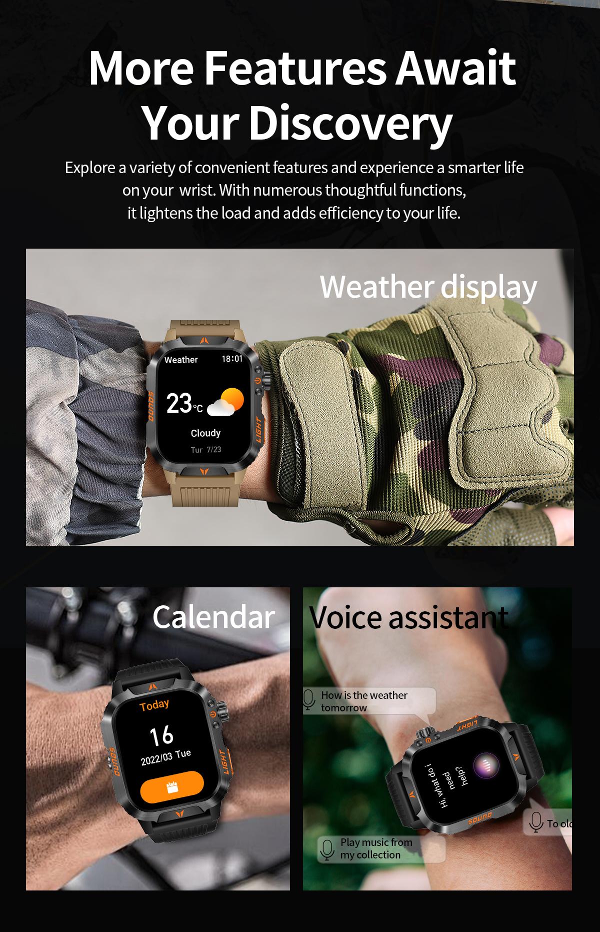 LOOXLK 2026 Outdoor-Style Smartwatch with 2.01-inch IPS Screen LED Lighting Wireless Call Sports Modes Calorie Tracker Compass Weather Alerts Men's Gift Fitness Tracker Applicable to iPhones and Android devices Wearable LOOXLK 2026 Outdoor-Style Smartwatch with 2.01-inch IPS Screen LED Lighting Wireless Call Sports Modes Calorie Tracker Compass Weather Alerts Men's Gift Fitness Tracker Applicable to iPhones and Android devices Wearable