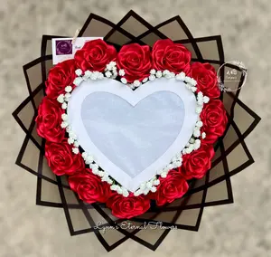 Burn Away Eternal Bouquet Heart Shaped Box with Red Roses for Special Occasions