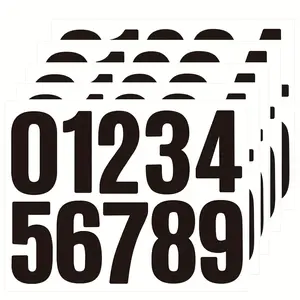 5 Sheets 4 Inch Number 0-9 Stickers, Waterproof Mailbox Doorplate Labels, Suitable for Office School Home Address Markers, Self Adhesive Label