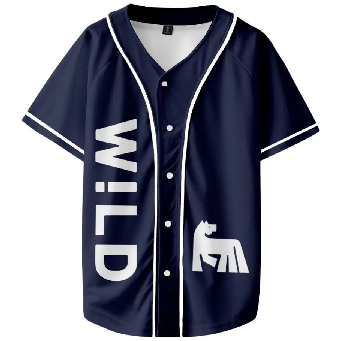 Russ Merch Into The W!LD Tour 2025 Men's Baseball Jersey Button Down Shirts Short Sleeve Hip Hop Sports Uniforms Unisex Navy