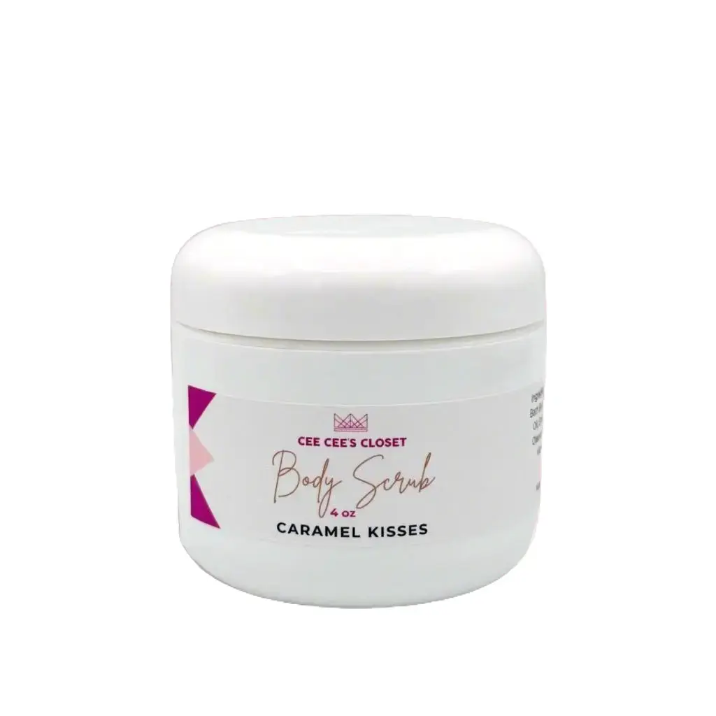 Cee Cee's Closet Caramel Kisses Organic Cane Sugar Body Scrub Exfoliant for Touchably Soft Moisturized Skin Gentle Smooth Cleanser Scent Moisturizing
