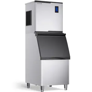 Coolake Commercial Ice Maker Machine 550lbs/24H with 360lbs Storage
