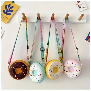 Kids' Cute Donut Print Silicone Coin Purse - 1PC Mini Size Crossbody Shoulder Bag for Girls, Purses Crossbody Bag