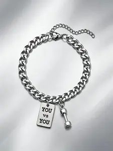 Korean Style Small Dumbbell Men's Bracelet, Trendy Minimalist Unique Accessory, Hip Hop Wristband, Student Couple Band, Influencer Fashion Jewelry
