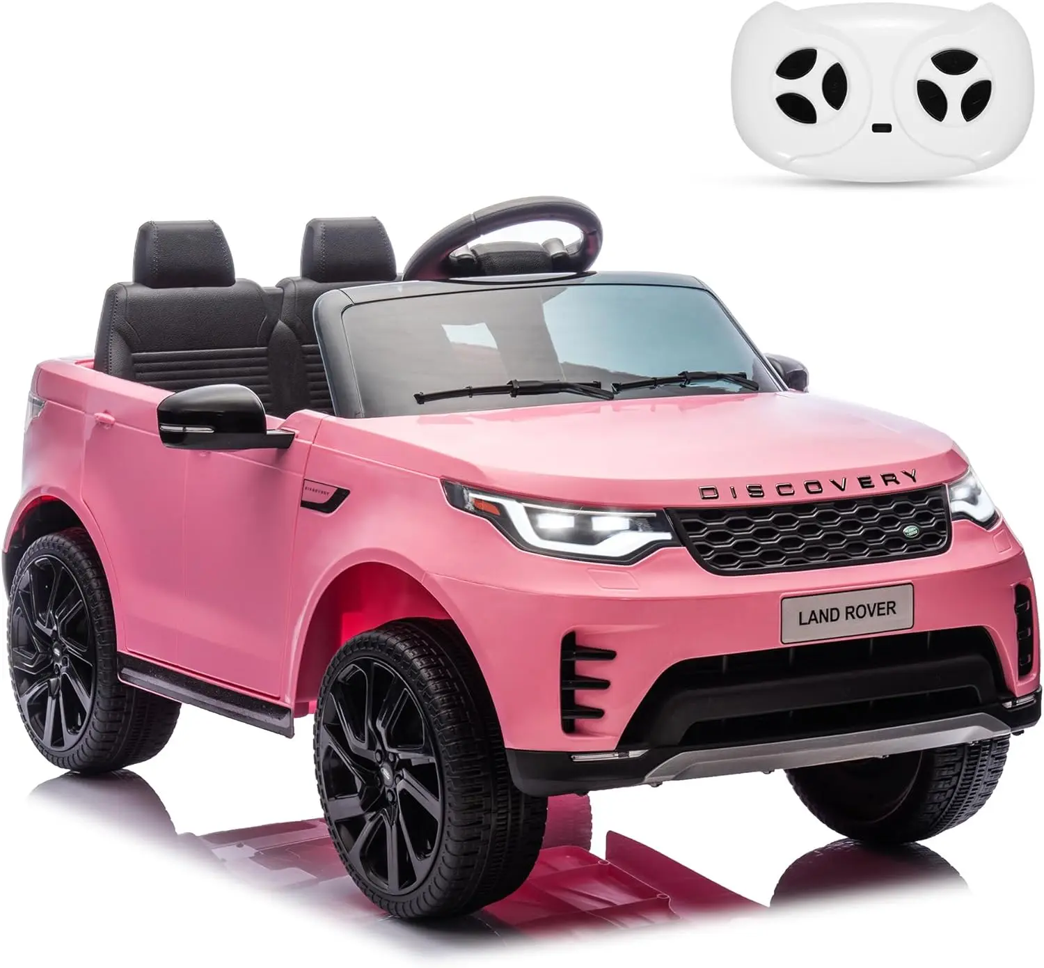12V Licensed Pink Land Rover Kids Ride-On Car - Remote Control, Dual Motors, LED Lights, MP3, USB, FM Radio, Safety Features, Pedal & Steering Controls, Softstart Tech, Rechargeable, Wear-Resistant for Children's Outdoor Play, Pedal And Steering Controls