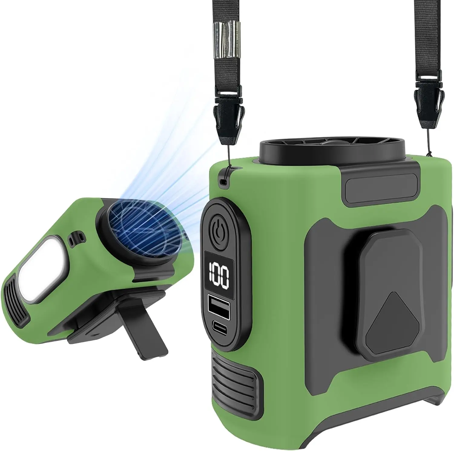 Portable Waist Fan, Clamp On Wearable Belt Personal Fan, Up to 16000 RPM, Rechargeable Built-in Battery Powered