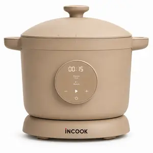 INCOOK | 6 Qt Ceramic Nonstick Multicooker & Pressure Cooker with Touchscreen Controls & Auto Steam Release | 4 Modes: Pressure Cook, Sauté/Sear, Slow Cook & Warm | Steam