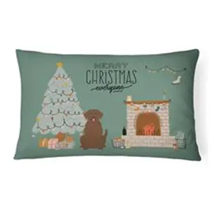 Carolines Treasures  12 x 3 x 16 in. Chocolate Labrador Christmas Everyone Canvas Fabric Decorative Pillow