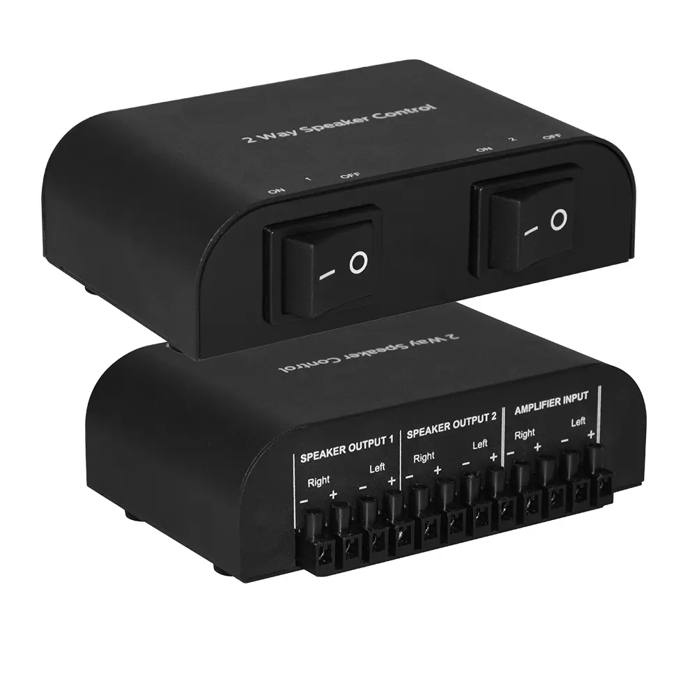 XTREMPRO 2-Way/4-Way Stereo Audio Speaker Selector Switch - Table Mount Passive Distribution Controller for Multi-Room Background Audio