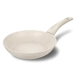 KOCH SYSTEME CS Frying Pan Nonstick 8 Inch / 10 Inch White, Ergonomic Bakelite Handle, Ultra Non-toxic Marble Coating, Honeycomb Design Aluminum Skillet, Fry Pan for All Stoves