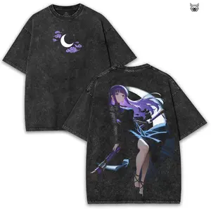 Fern x Frieren Anime Oversized Washed Tee 260GSM with Magic Duo Graphic Back | “We Fight With Calm and Light” Cotton Streetwear