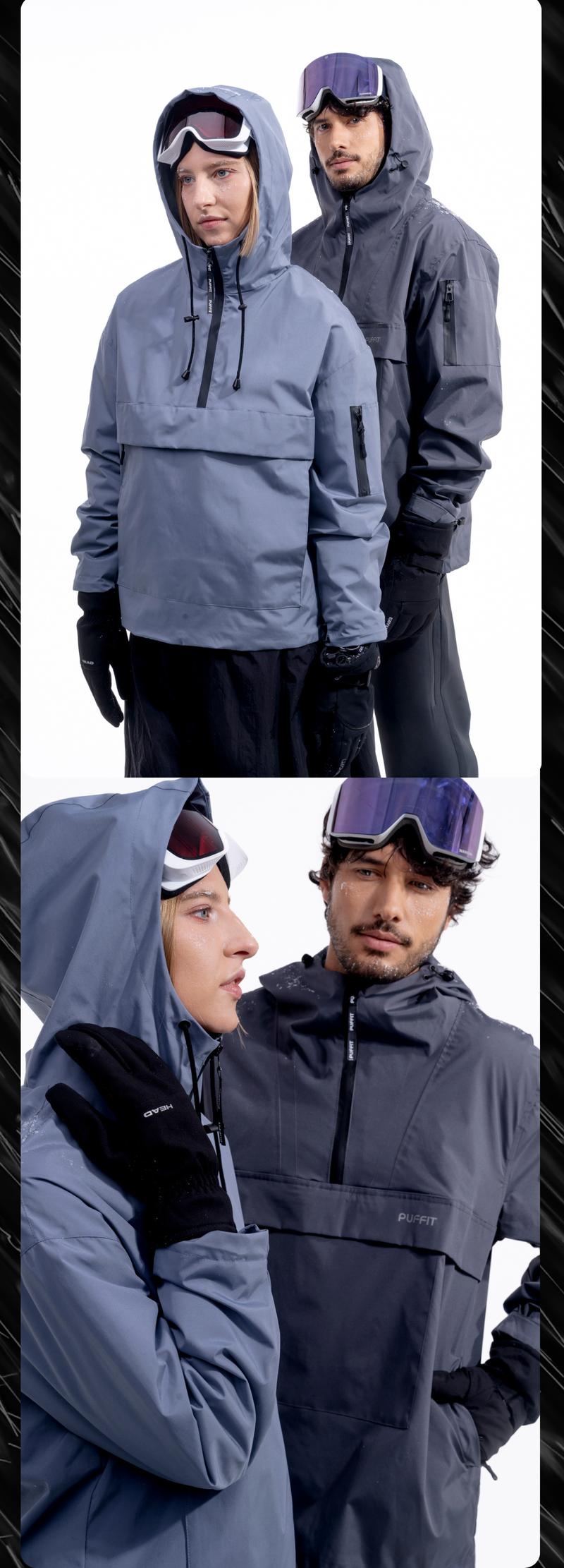 PUFFIT STM-TEX Waterproof Oversized Fall Hoodie Coat Warm Half Zip Rain Jacket with Adjustable Waist, Hood & Cuffs, Jacket Outerwear with Large Kangaroo Pocket Ladies Clothes for All Seasons Daily Wear #FallFreshness