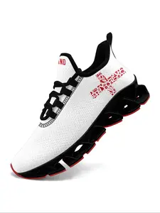 Men's Fashionable Crown & Cross Print Lace Up Running Shoes, Casual Comfortable Breathable Sports Shoes, Male All-match Round Toe Sneakers for Daily Wear