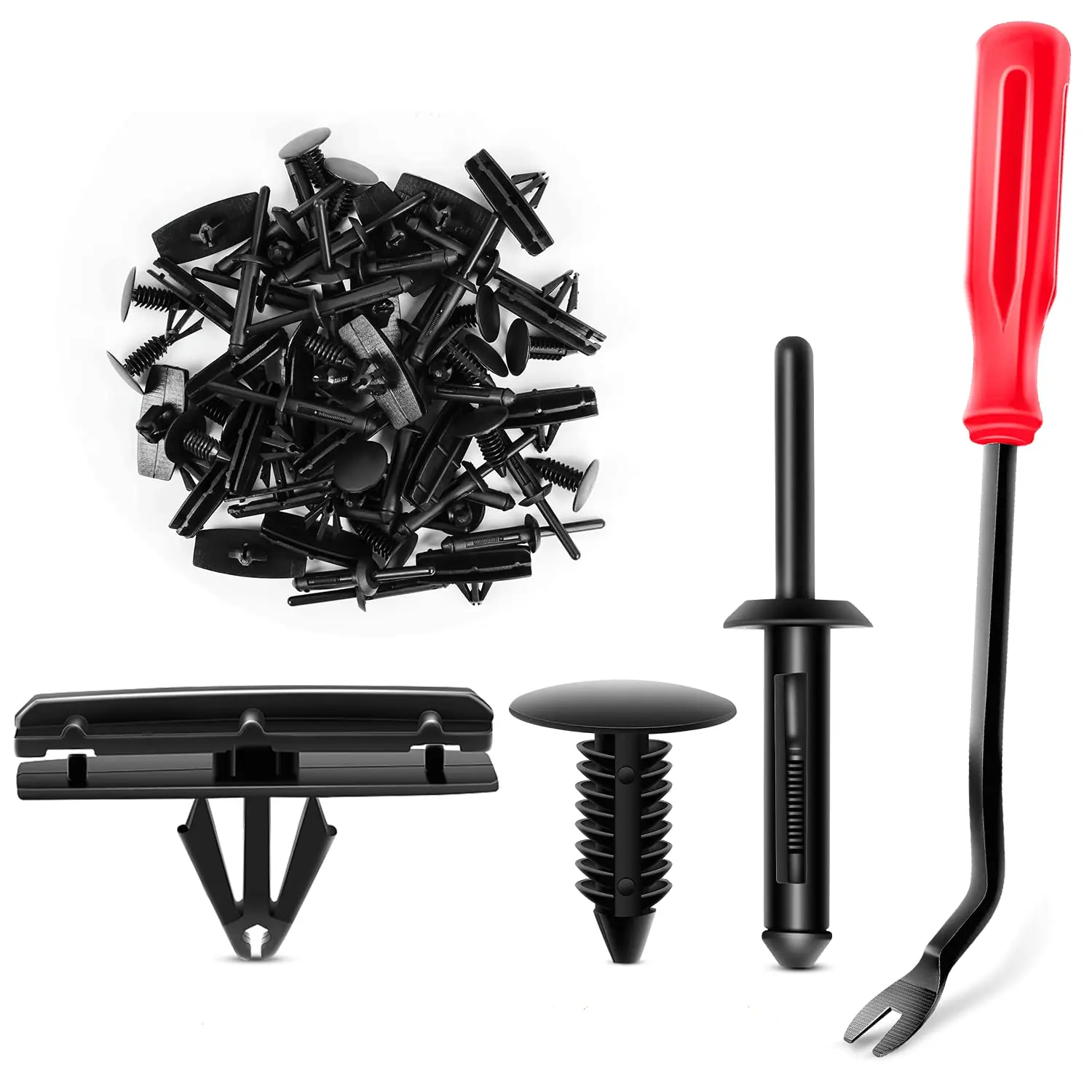 60Pcs Blind Rivet Fender Flare Rocker Moulding Bumper Shield Retainer Clip Assortment 6506007AA 68039280-AA 6030441 Replacement for Jeep Wrangler Chrysler Ford GMC and Fastener Remover