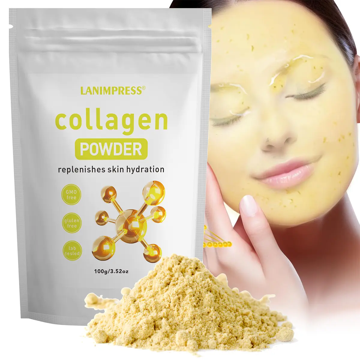 Collagen Face Mask Powder, 3.52 OZ, Professional Gel Mask, Better Skin Care, Moisturize & Smearing, Replenishing Facial Hydration, Suitable For Women Skins Moisturizer Hydrate Moisture Moisturizing Hydrating