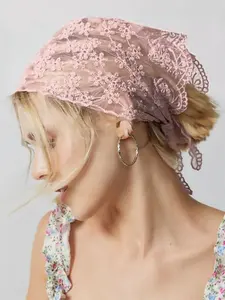 Women's Lace Triangle Scarf Summer Thin Fashion Headscarf, Fashion Hair Scarves, Fresh Floral Pattern, Versatile All Season Accessory, Fitted Style