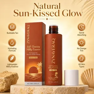 Self Tanning Milky Essence No Orange Tint Sunless Tanner Medium Dark Bronzing Essence Tanning Accelerator for Face and Body Sun Kissed Golden Glow with Coconut Oil Carrot Seed Oil Vitamin E and Jojoba Oil 120ml