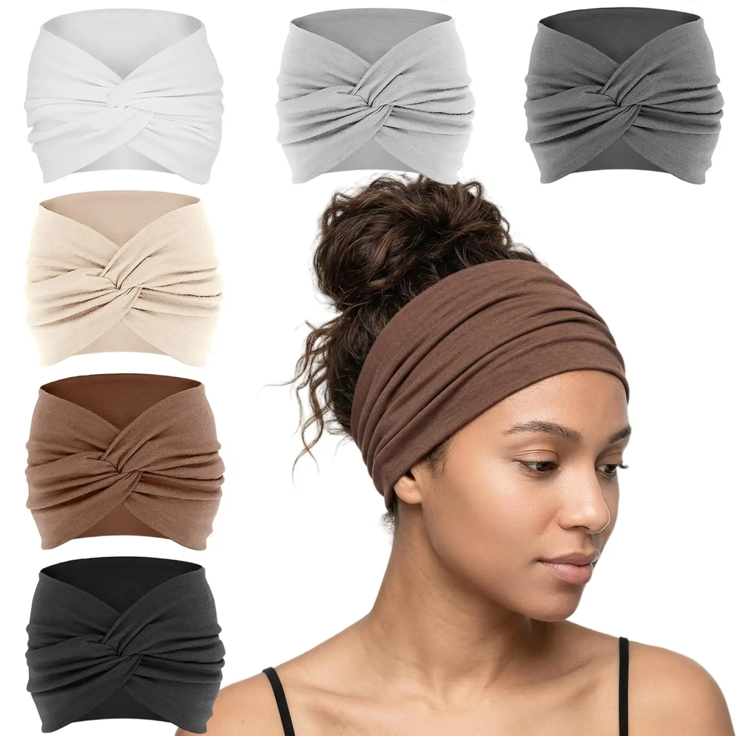 6PCS Wide Headbands For Women Extra Large Headband Twisted Knot Head Bands For Women's Hair Band Scarf Turban Accessories