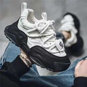 Men's Fashionable Thick Sole Sneakers - Versatile, Height-Boosting Casual Shoes for All Seasons | Lace-Up, Durable Rubber Sole, European Station, Youth, Dad Shoes, Movement Style, Leisure Style, Fashion Style, Four Seasons
