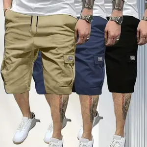 [Summer Vibes]Men’s three-piece shorts set with slant pockets  versatile casual wear for summer;shorts for the summer essential shorts cargo shorts  of the set,fathers day gift ideas