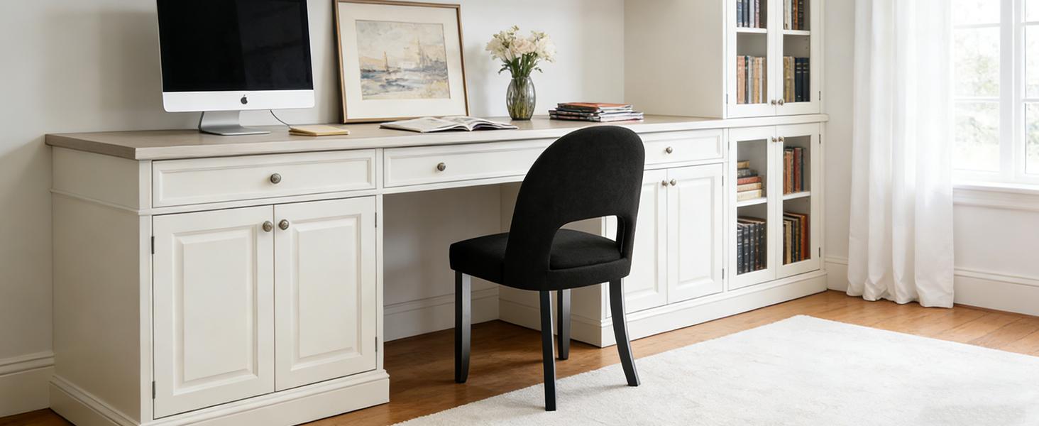 FREKEN Mid Century Modern Upholstered Dining Chairs Set of 2 - Open Backrest Fabric Chairs with Solid Wood Legs for Kitchen, Dining Room, Upholstered Chair farmhouse indoor furniture vintage