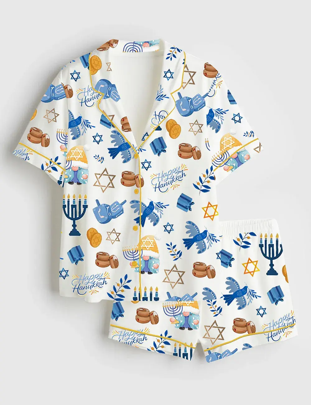 Women's Hanukkah Long and Short Sleeve Pajama Set, Sleepwear for Women, Pajama for Girls