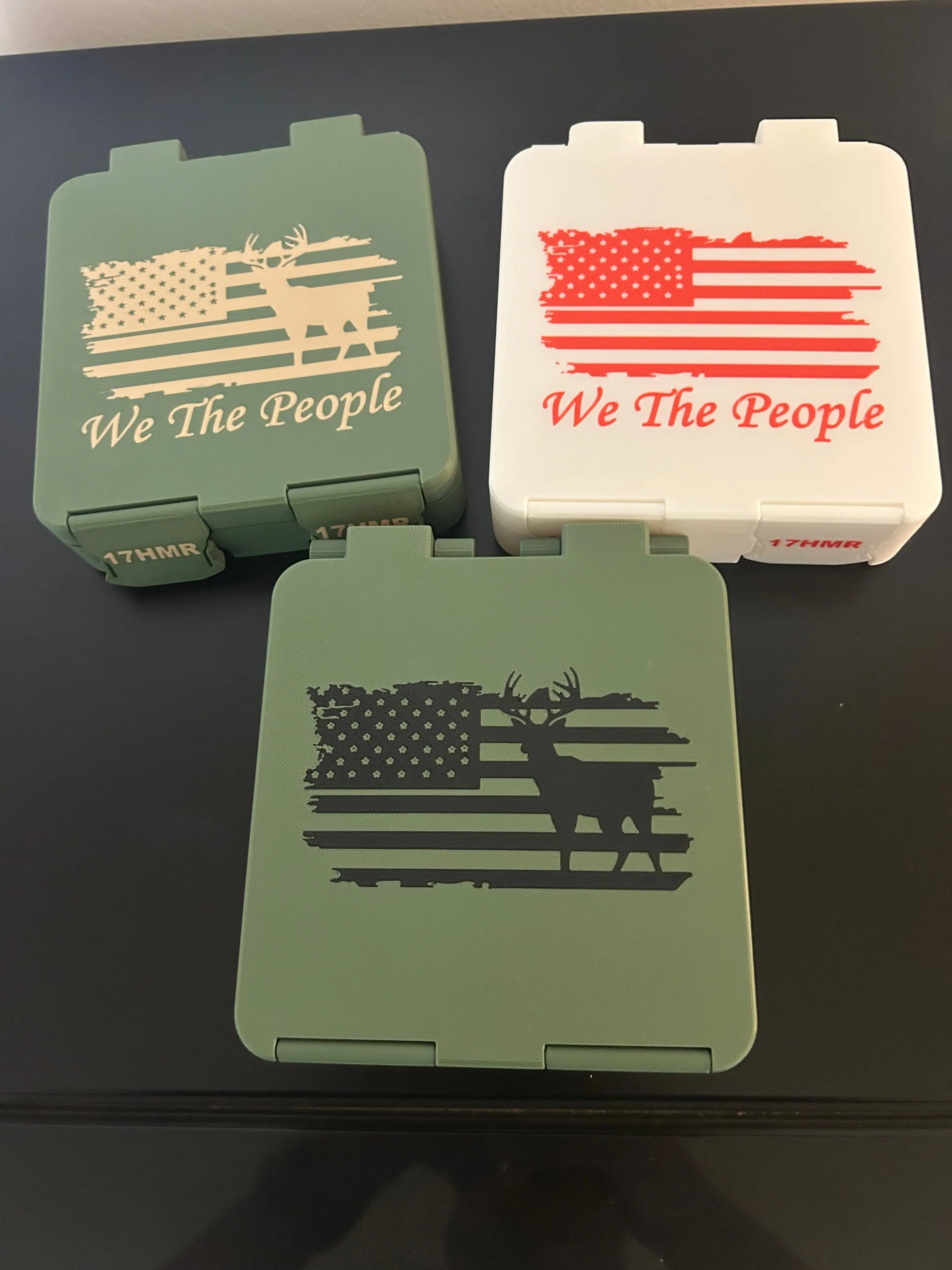 Patriotic Ammo Box | American Flag Deer Ammo Case | 3D Printed Hunting Ammo Storage | We The People Ammo Holder | Gift for Hunters