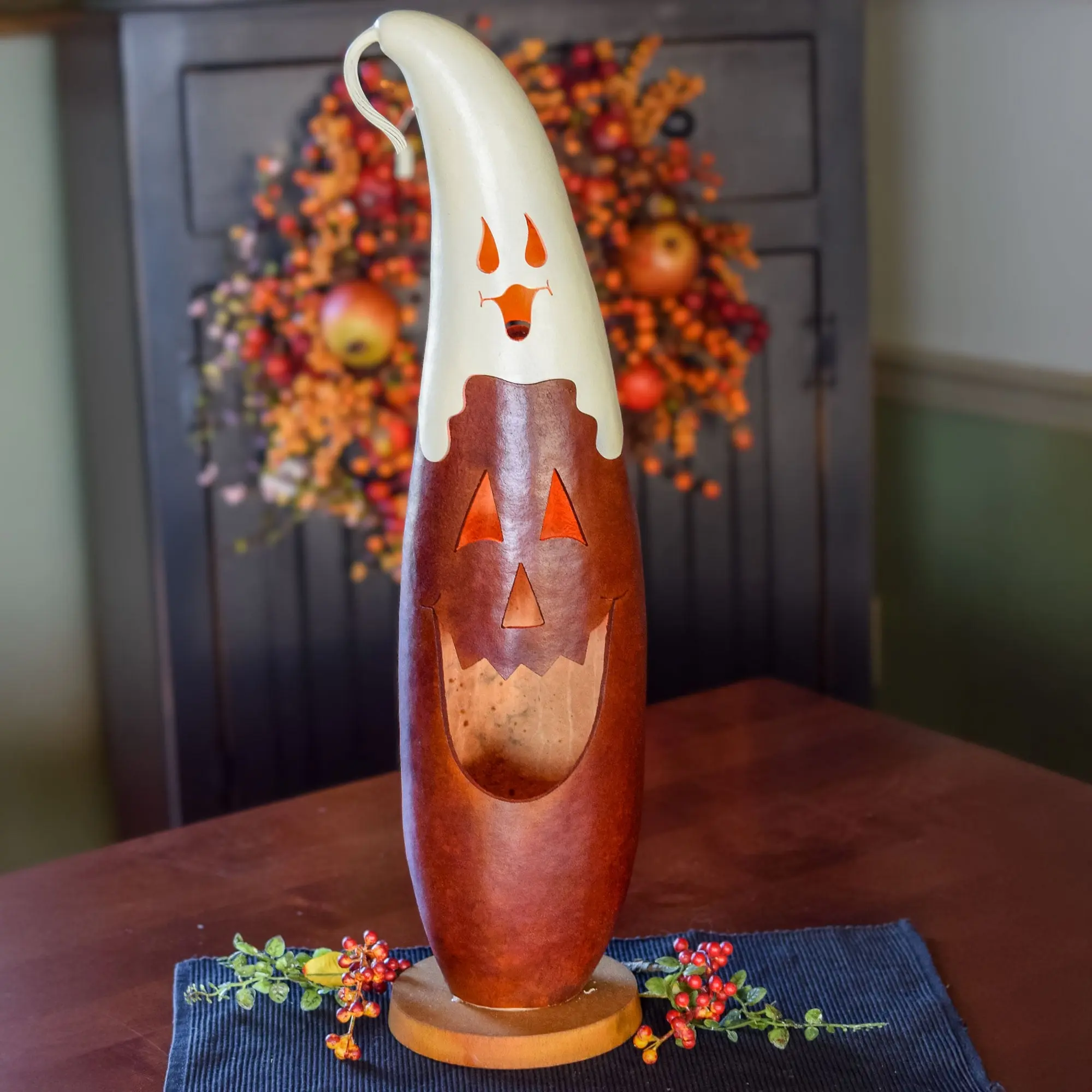 Hand-Crafted Gourd - Casper Jack Extra Tall Lit - Fall Decor