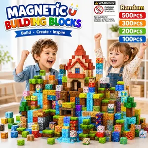 500/300/200/100pcs Magnetic Building Blocks in Assorted Colors | STEM Montessori Sensory Toys Open-Ended 3D Spatial Awareness Construction Set | Birthday Gifts for Boys Girls Age 3+