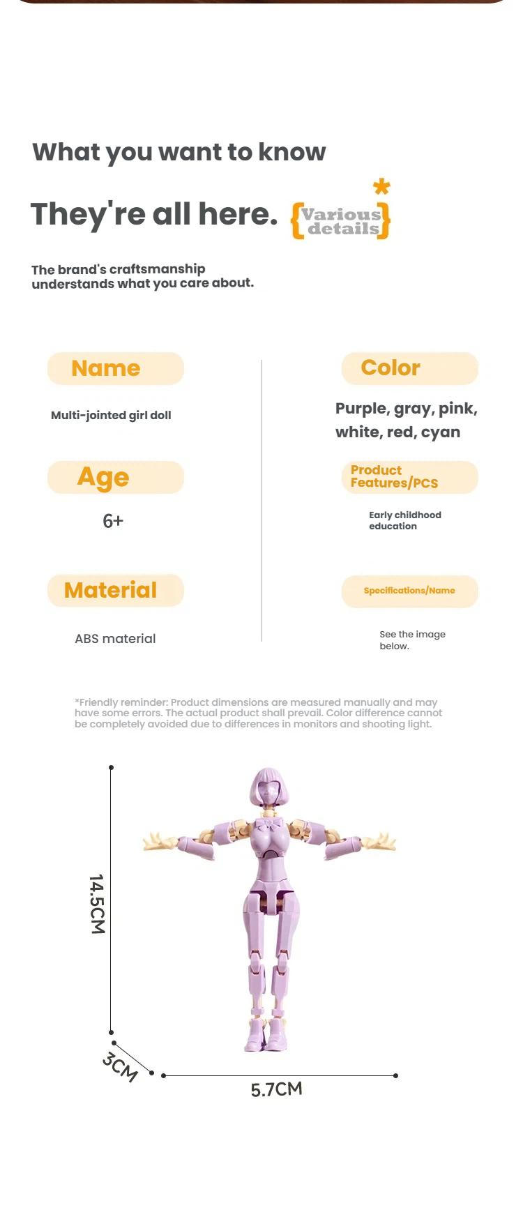 Magical Girl DIY Action Figure, Educational Building Blocks Toy, Joint Movable Doll, Creative Decor & Gift for young people