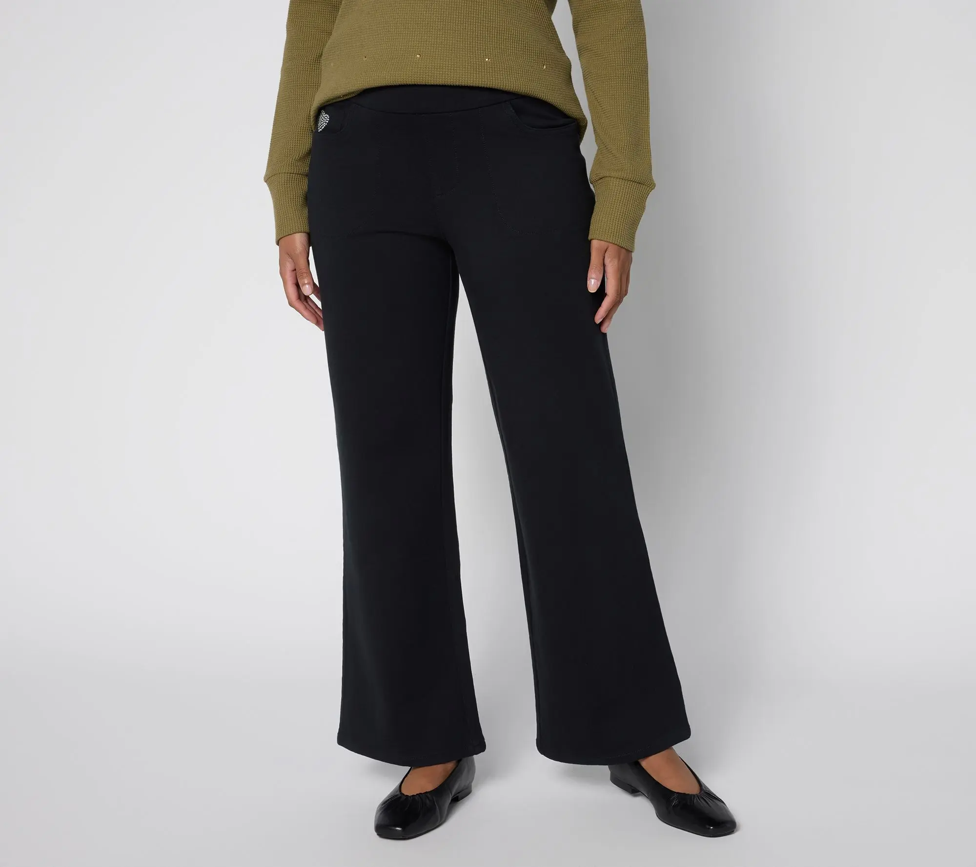 Quacker Factory DreamJeannes Tall Wide Leg Full Length Pants