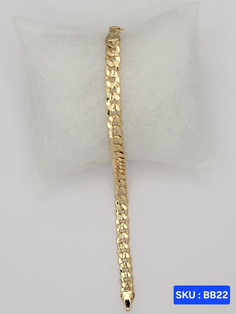 Bracelet Cuban Link Style Laminated-Gold 6 Inches 6 Millimeters for Babies & Small Kids Size Jewelry Accessory