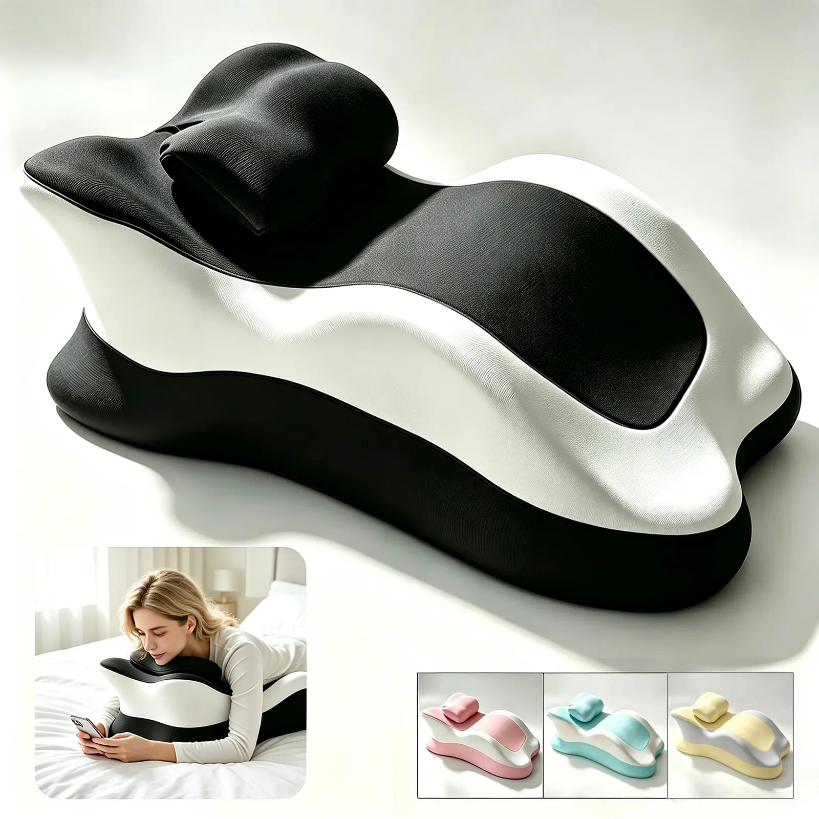 Ergonomic Memory Foam Wedge Pillow, 27° Angled Support for Neck Waist & Leg Relief, Multi-Position Bed Pillow for Reading Relaxation Back Pain Relief with Removable Washable Cover