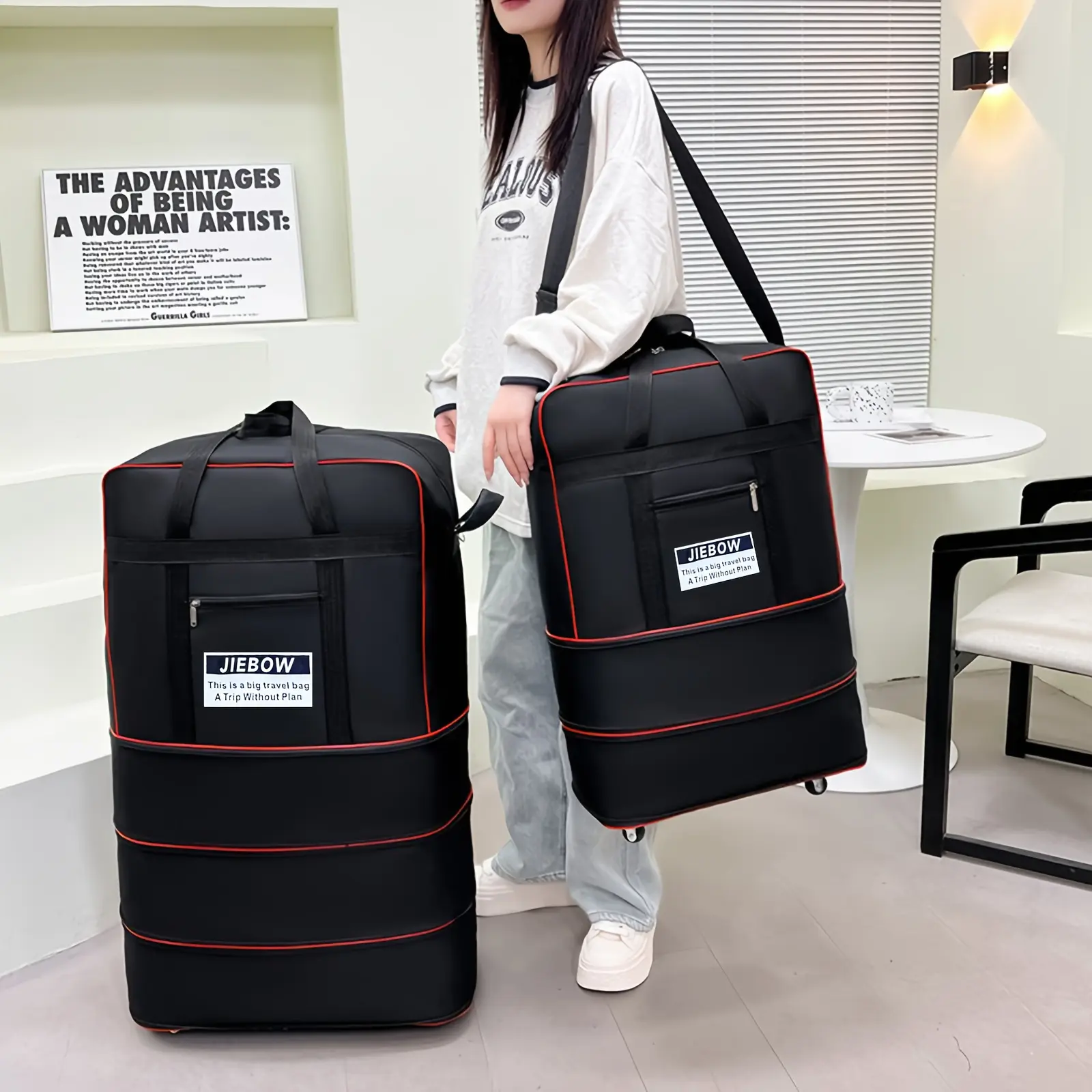 Wheeled Travel Bag with Large Capacity And 6 Universal Wheels, A Rolling Luggage Carry Bag And Foldable Expandable Travel Bag. Suitable for Travel, Business Trips, And Clothing Storage, Ideal for Relocation, Storage, And Studying Abroad.