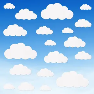 100 count White Cloud Cutouts Set - Paper Cloud Wall , Shapes, Cardstock  Cut Paper for Classroom, Room Decor, Party, , Playroom Decor