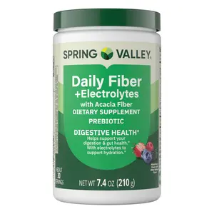 Spring Valley Daily Fiber + Electrolytes with Acacia Fiber Dietary Supplement 7.4 oz - Prebiotic for Digestive Health - Fitness, Healthcare