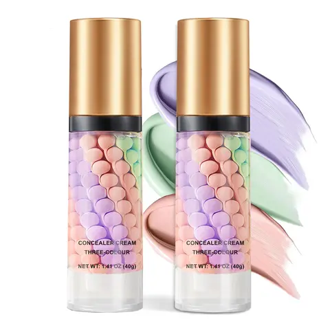 QIUFSSE 2-Piece 3-in-1 Color Correcting Serum Tinted Sunscreen SPF 50 PA+++ - Moisturizing Facial Sunscreen Base, Lightweight, Breathable, Oil-Control, UV Blocking Purple Brightening Primer for Adult All-Skin Face Makeup Prep