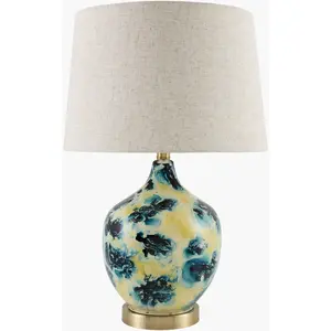 Soft Deep Teal Traditional Table Lamp with linen details for bedside or console tables